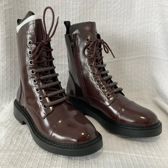 (NIB) Women’s DKNY Malaya Lace-Up Combat Booties - Picture 3 of 7